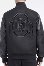 Pro Standard Ohio State Buckeyes Men's Triple Black Wool Varsity Jacket