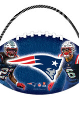 Open Road Brands New England Patriots Football Hanging Wood Sign