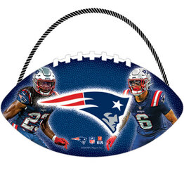 Open Road Brands New England Patriots Football Hanging Wood Sign