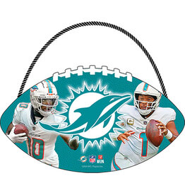 Open Road Brands Miami Dolphins Football Hanging Wood Sign