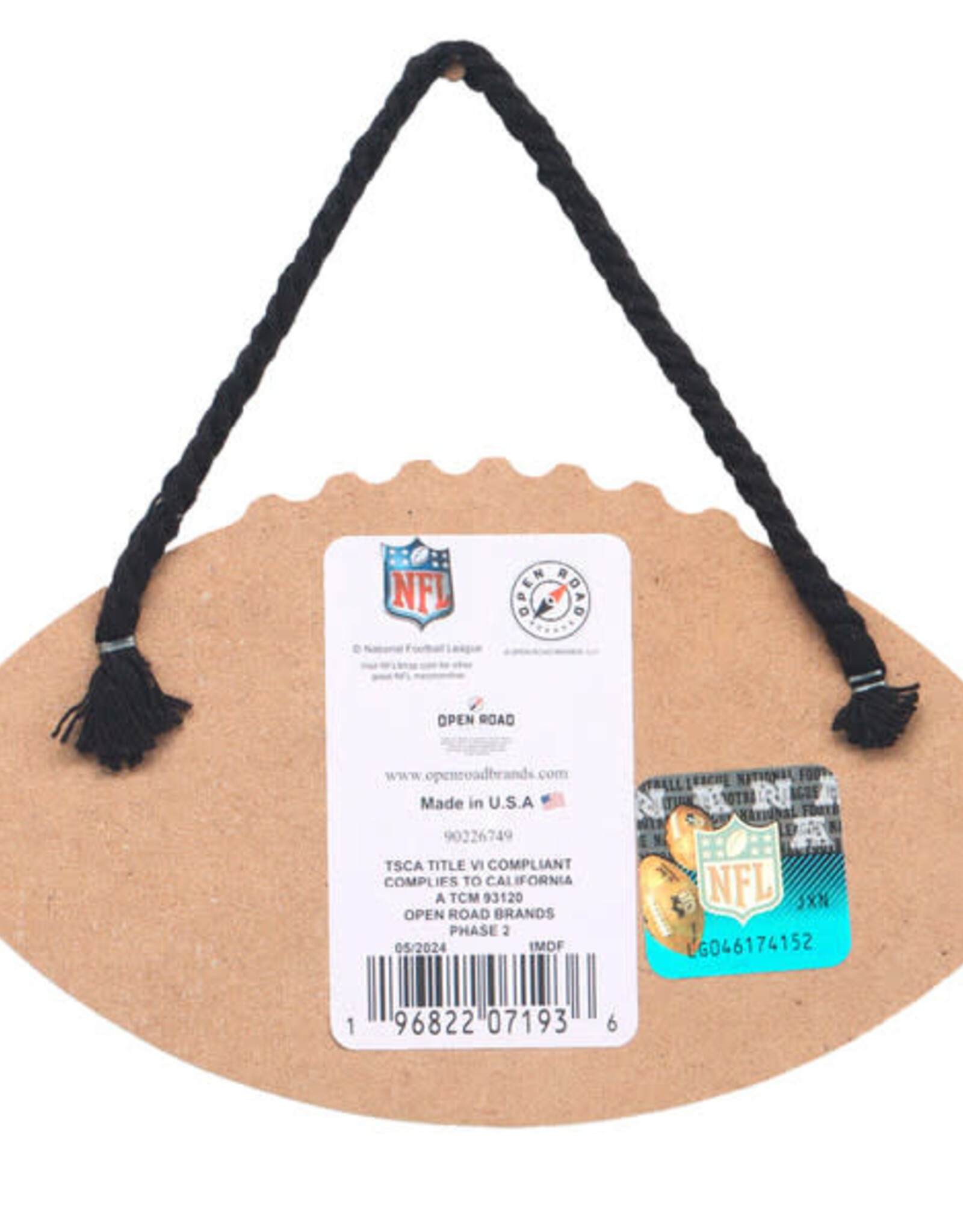 Open Road Brands Cleveland Browns Football Hanging Wood Sign