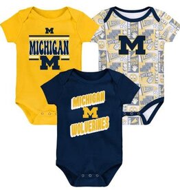 OUTERSTUFF Michigan Wolverines Infant Sunday Comics 3pc Creeper Set