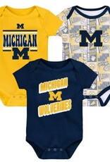 OUTERSTUFF Michigan Wolverines Newborn Sunday Comics 3pc Creeper Set
