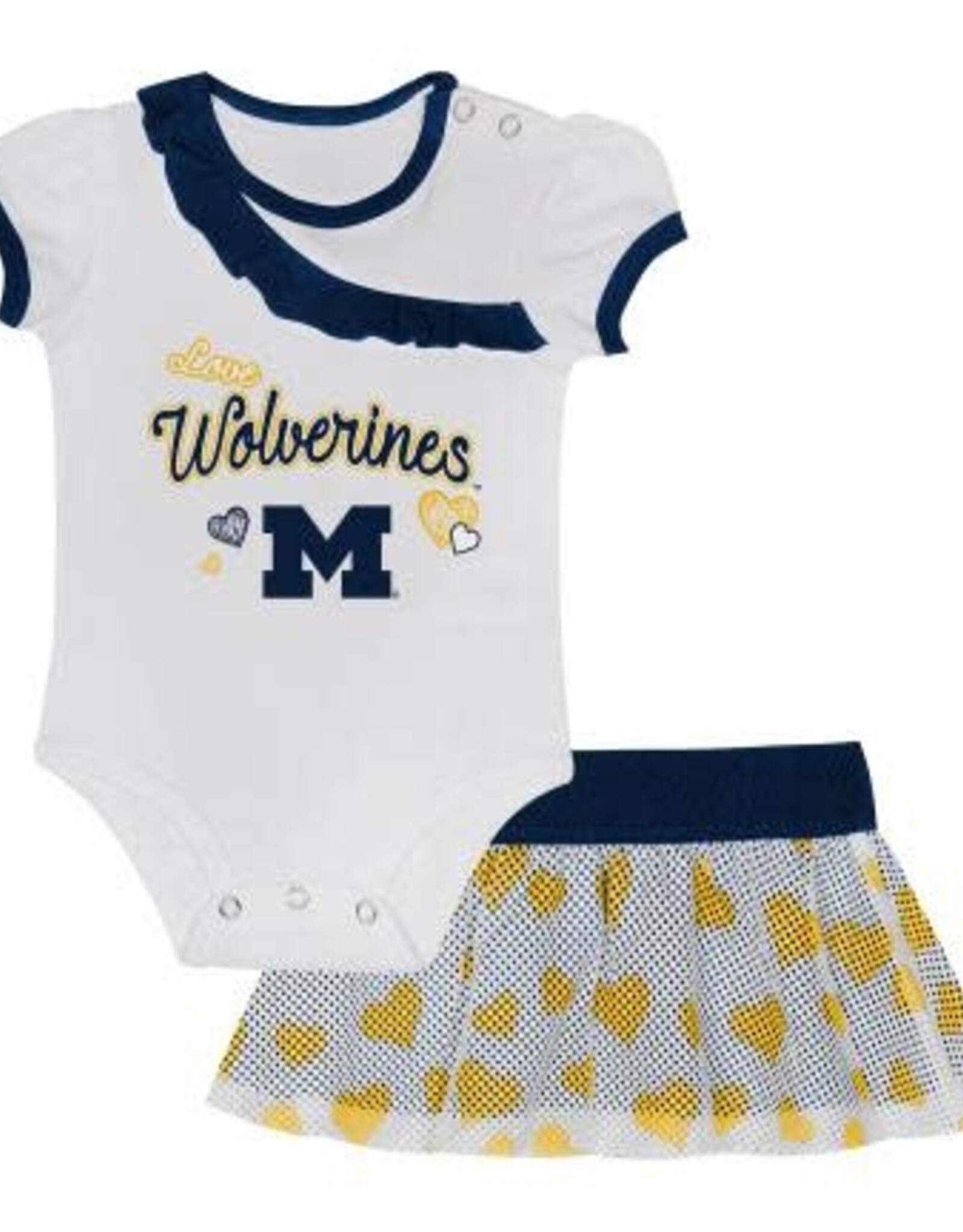 OUTERSTUFF Michigan Wolverines Newborn Love My Team Creeper Skirt Dress