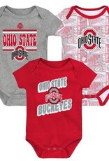 OUTERSTUFF Ohio State Buckeyes Newborn Sunday Comics 3pc Creeper Set
