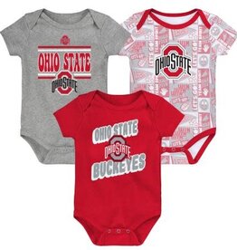 OUTERSTUFF Ohio State Buckeyes Newborn Sunday Comics 3pc Creeper Set