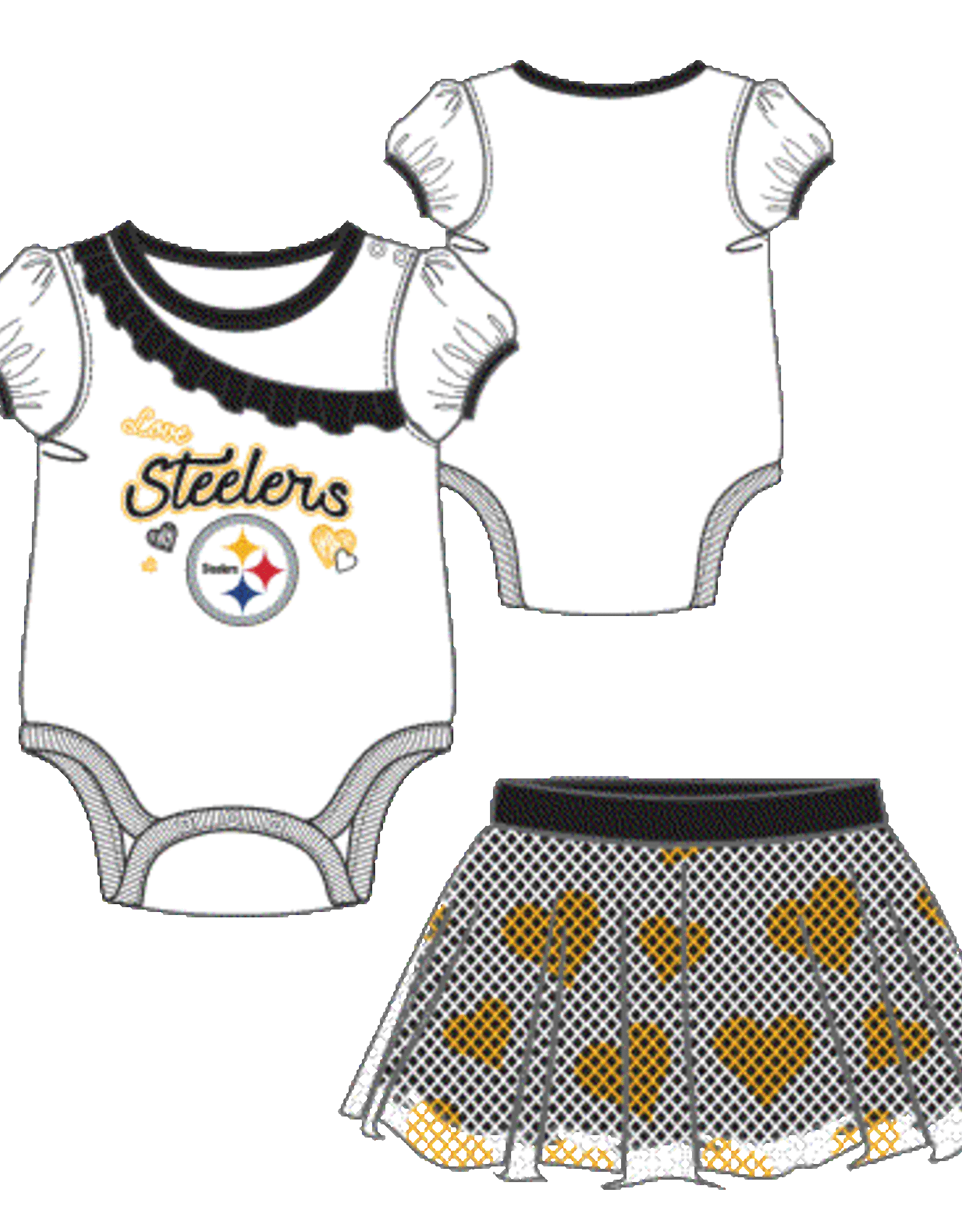OUTERSTUFF Pittsburgh Steelers Newborn Love My Team Creeper Skirt Dress