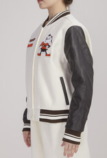 Pro Standard Cleveland Browns Women's Retro Classic Wool Varsity Jacket - Eggshell
