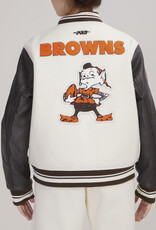 Pro Standard Cleveland Browns Women's Retro Classic Wool Varsity Jacket - Eggshell