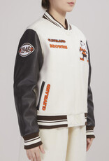 Pro Standard Cleveland Browns Women's Retro Classic Wool Varsity Jacket - Eggshell