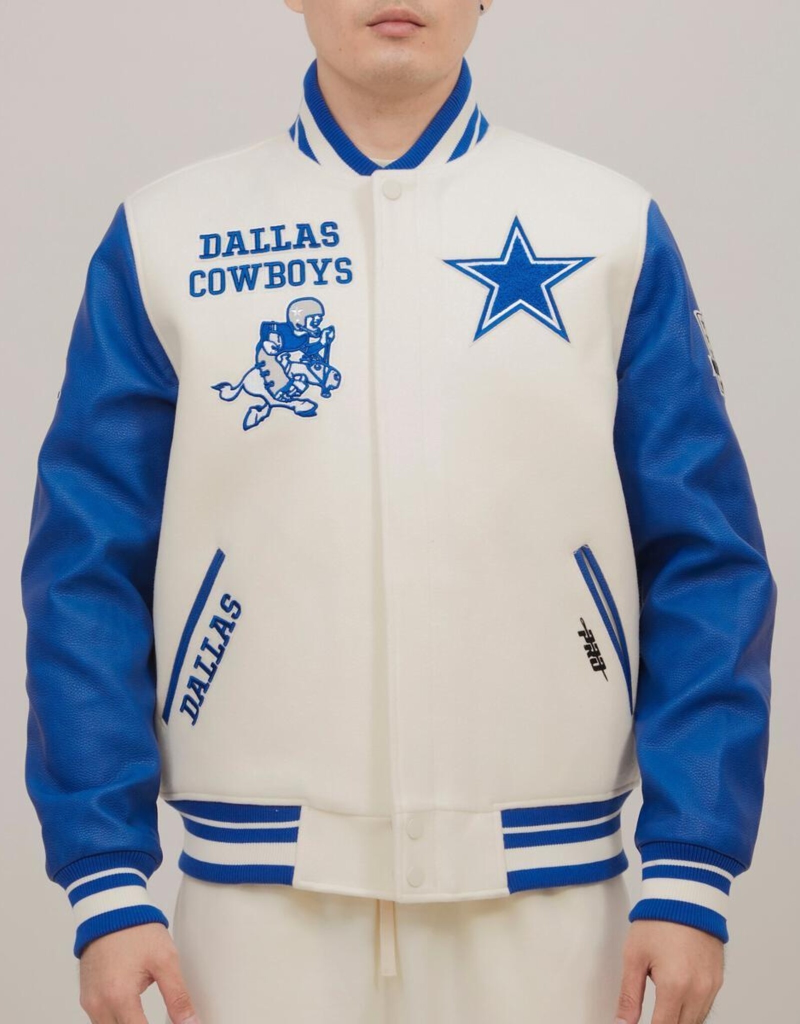 Pro Standard Dallas Cowboys Men's Classic Retro Wool Varsity Jacket - Eggshell
