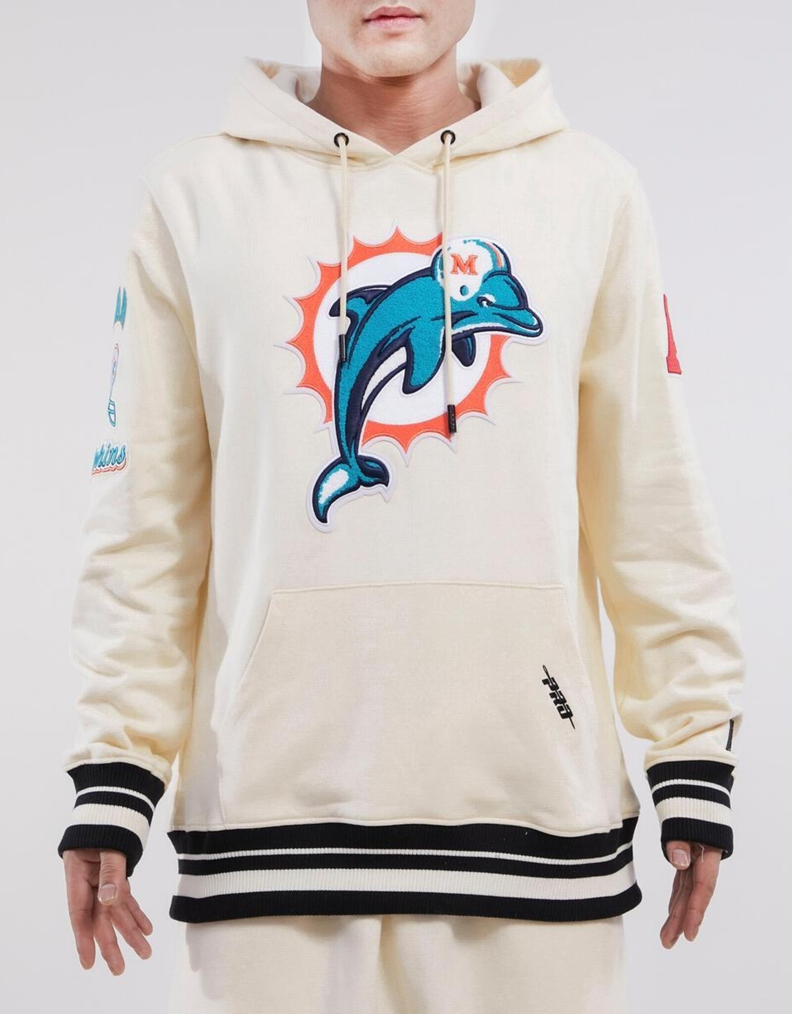 Pro Standard Miami Dolphins Men's Retro Classic Fleece Pullover Hoodie - Eggshell