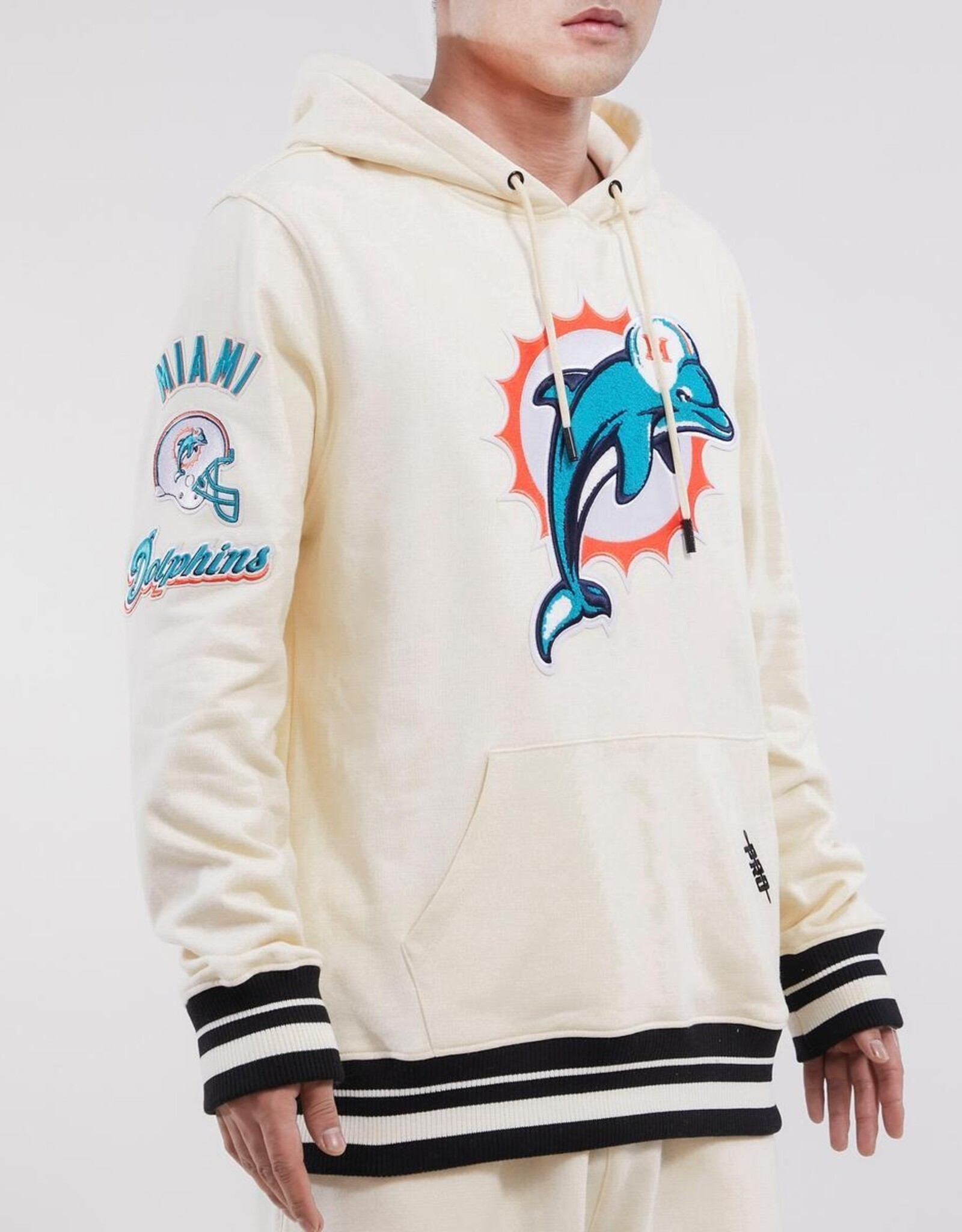 Pro Standard Miami Dolphins Men's Retro Classic Fleece Pullover Hoodie - Eggshell