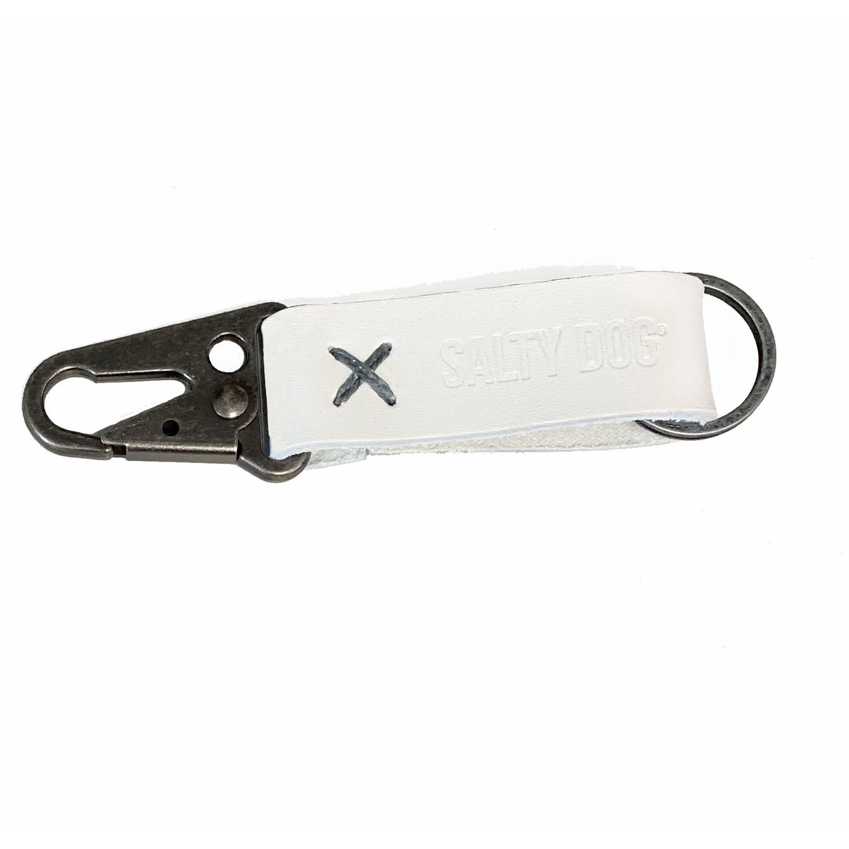 Key Chain - Leather Carabiner, White