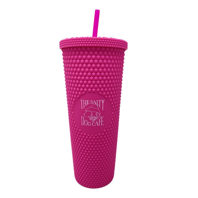 24oz Studded Tumbler w/ Lid & Straw Hot Pink