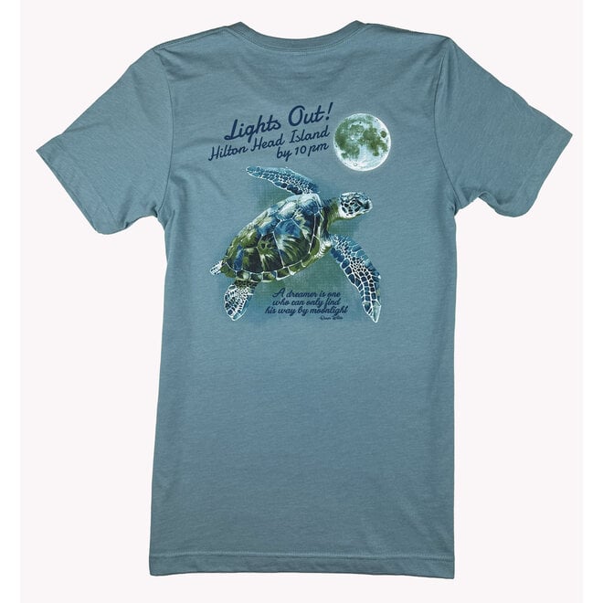 Lights Out Turtle S/S Heather Blue Lagoon
