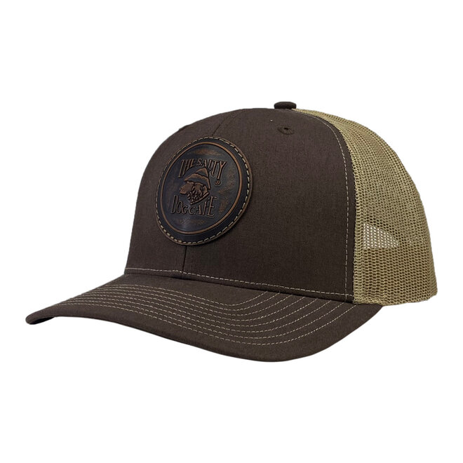 Hat - Distressed Leather Patch Brown/Khaki