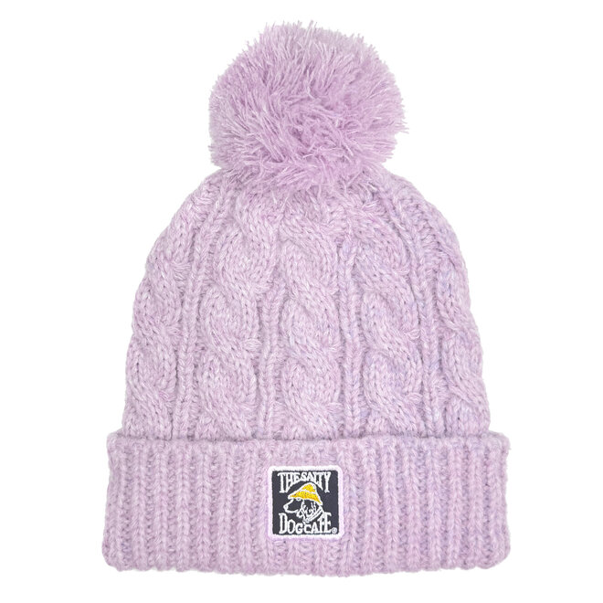 Beanie - Ladies Cable Knit Pom Lavender