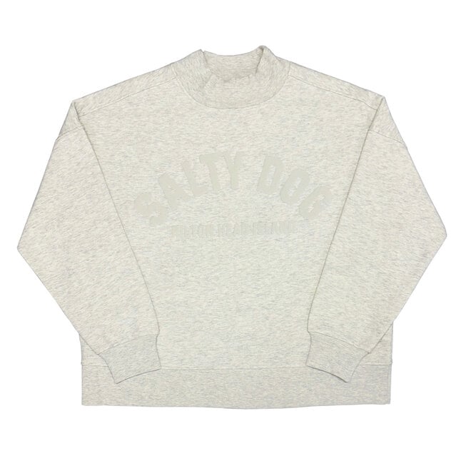 Reverse Fleece Mock Neck Oatmeal