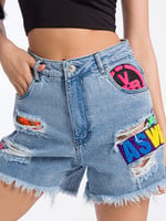 VDR DISTRESSED PATCH SHORTS