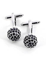 Rhodium Plated Cufflinks with Black Crystals