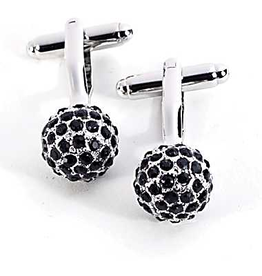 Rhodium Plated Cufflinks with Black Crystals