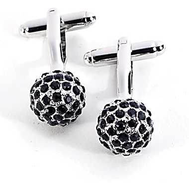 Rhodium Plated Cufflinks with Black Crystals