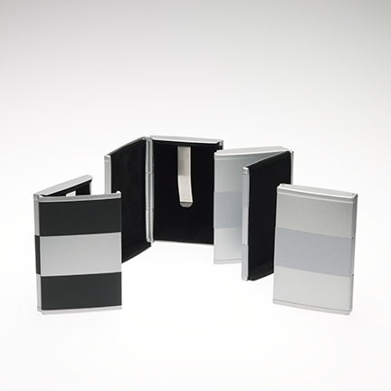 HOME Rollover Business Card Case - Black/Silver/Silver