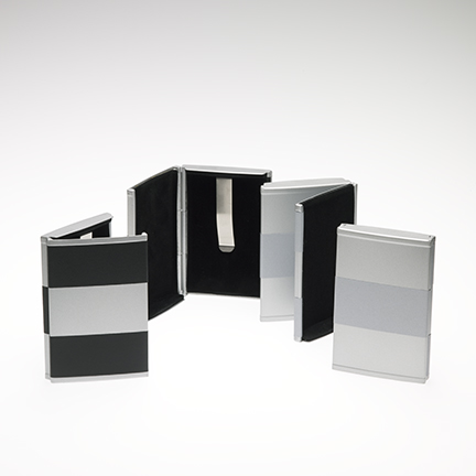 Rollover Business Card Case - Black/Silver/Silver