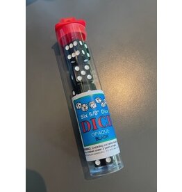 Dice, Black, Small Tube of Six, Koplow
