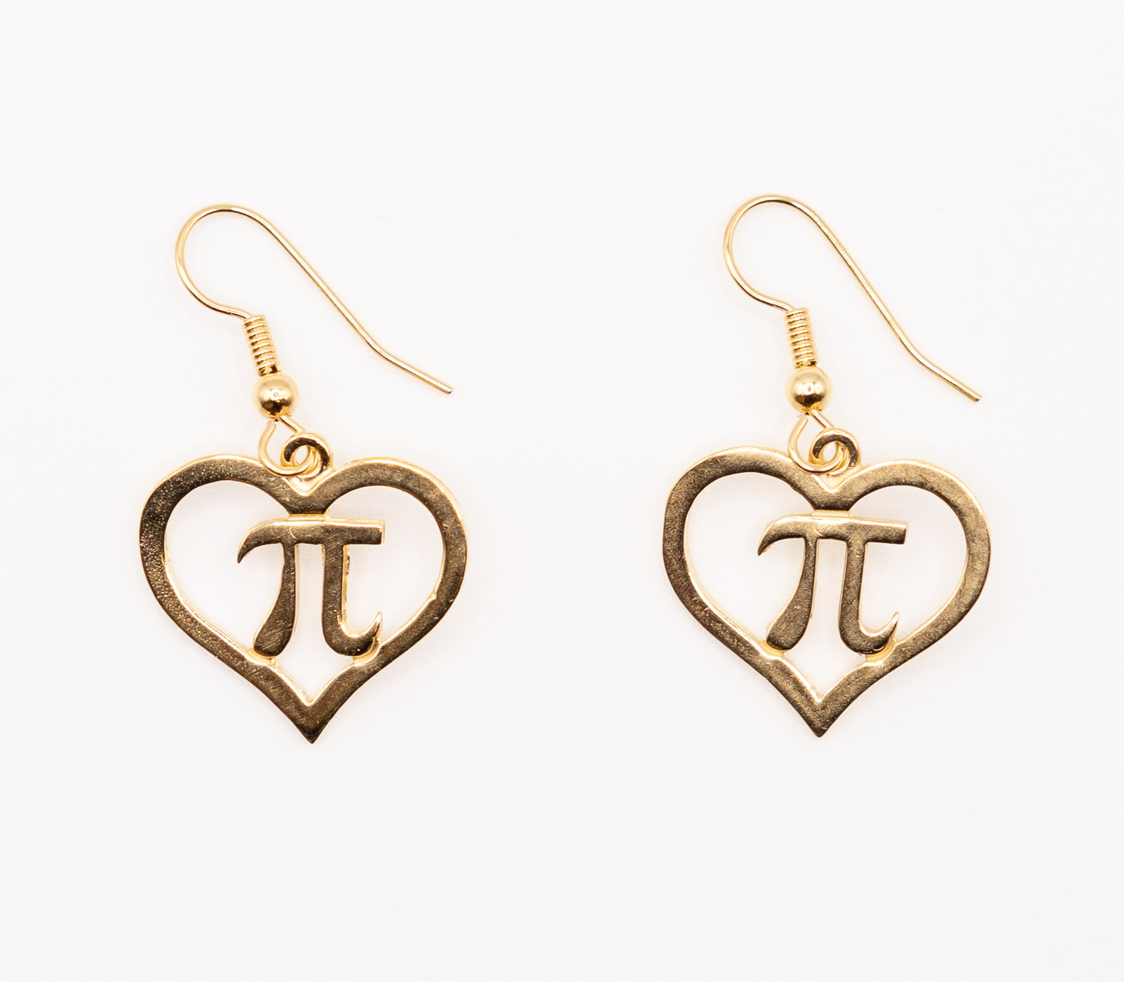 Gold Pi Heart Earrings*