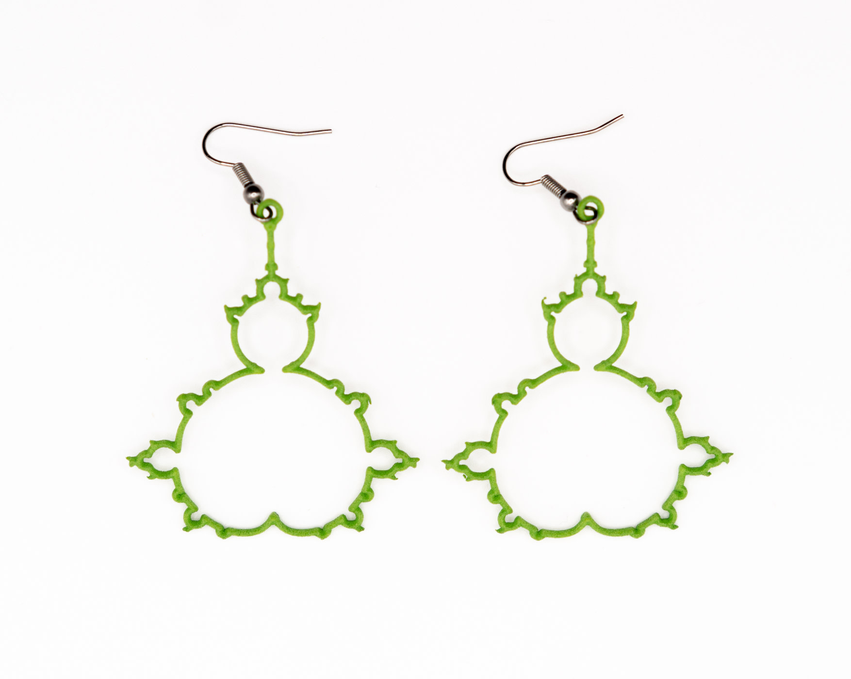 Mandelbrot Earrings - Green
