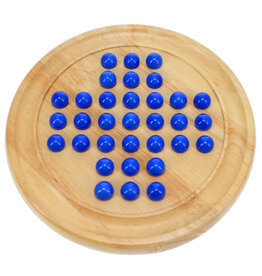 Wood Solitaire, Blue Marbles, Round (WE Games)