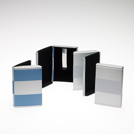Rollover Business Card Case - Blue/Silver/Silver
