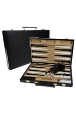 WE Games Black Leatherette Backgammon Set (14.75" x 9.75" Closed)