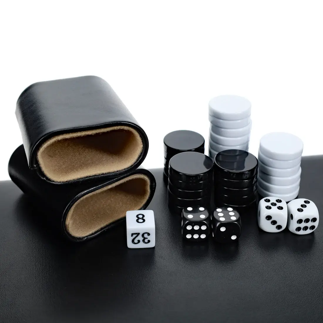 WE Games Black Leatherette Backgammon Set (14.75" x 9.75" Closed)