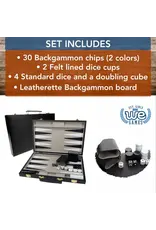 WE Games Black Leatherette Backgammon Set (14.75" x 9.75" Closed)