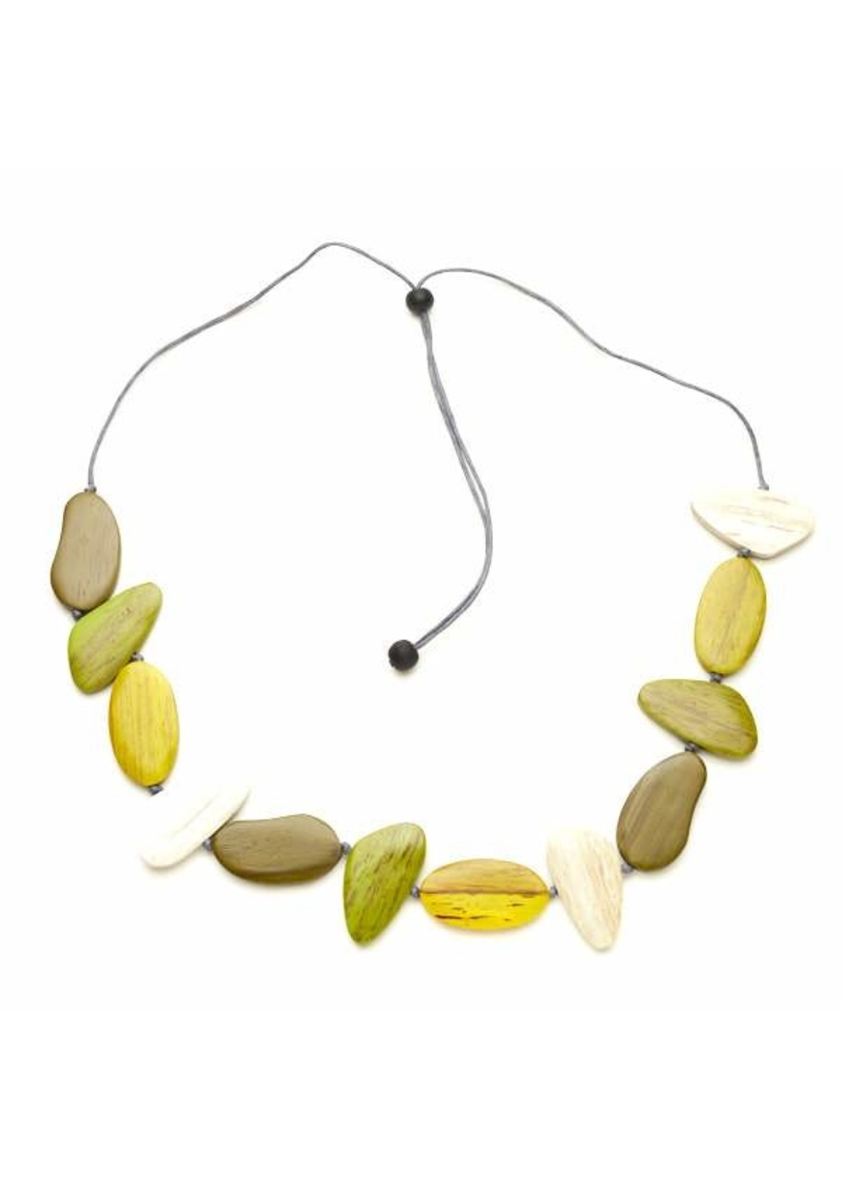 Tinted Wooden Pebble Necklace | Suzie Blue