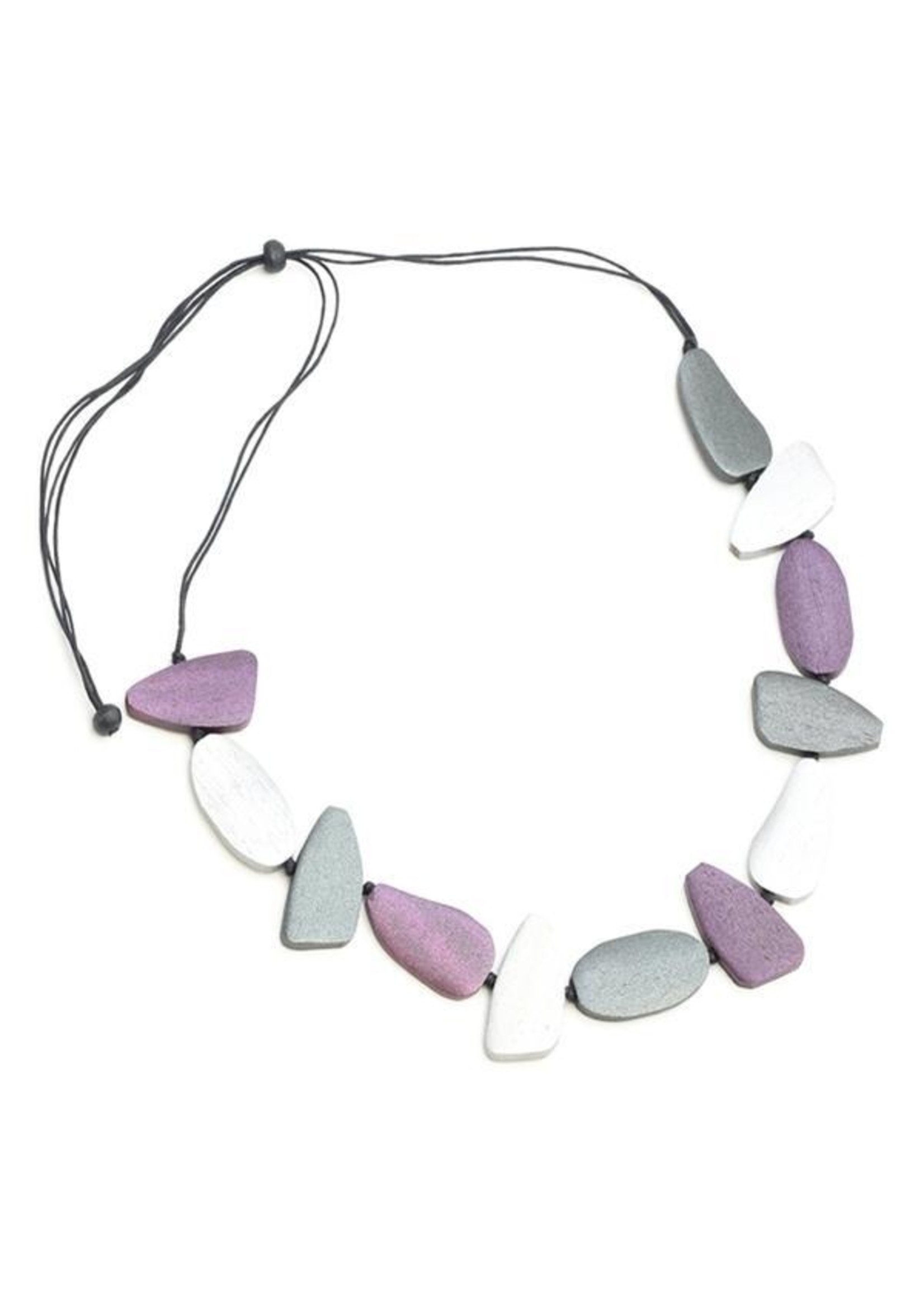 Tinted Wooden Pebble Necklace | Suzie Blue