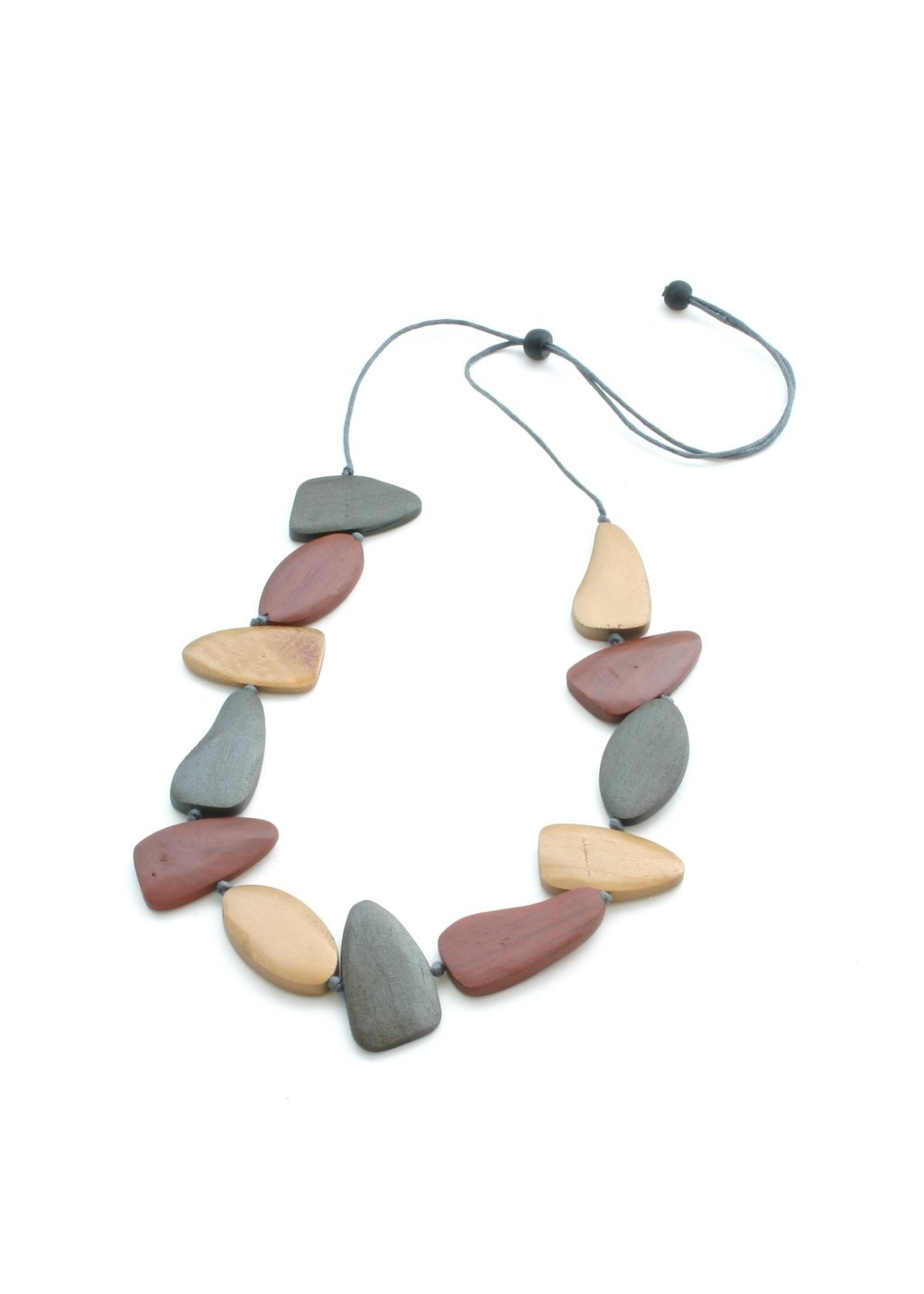 Tinted Wooden Pebble Necklace | Suzie Blue