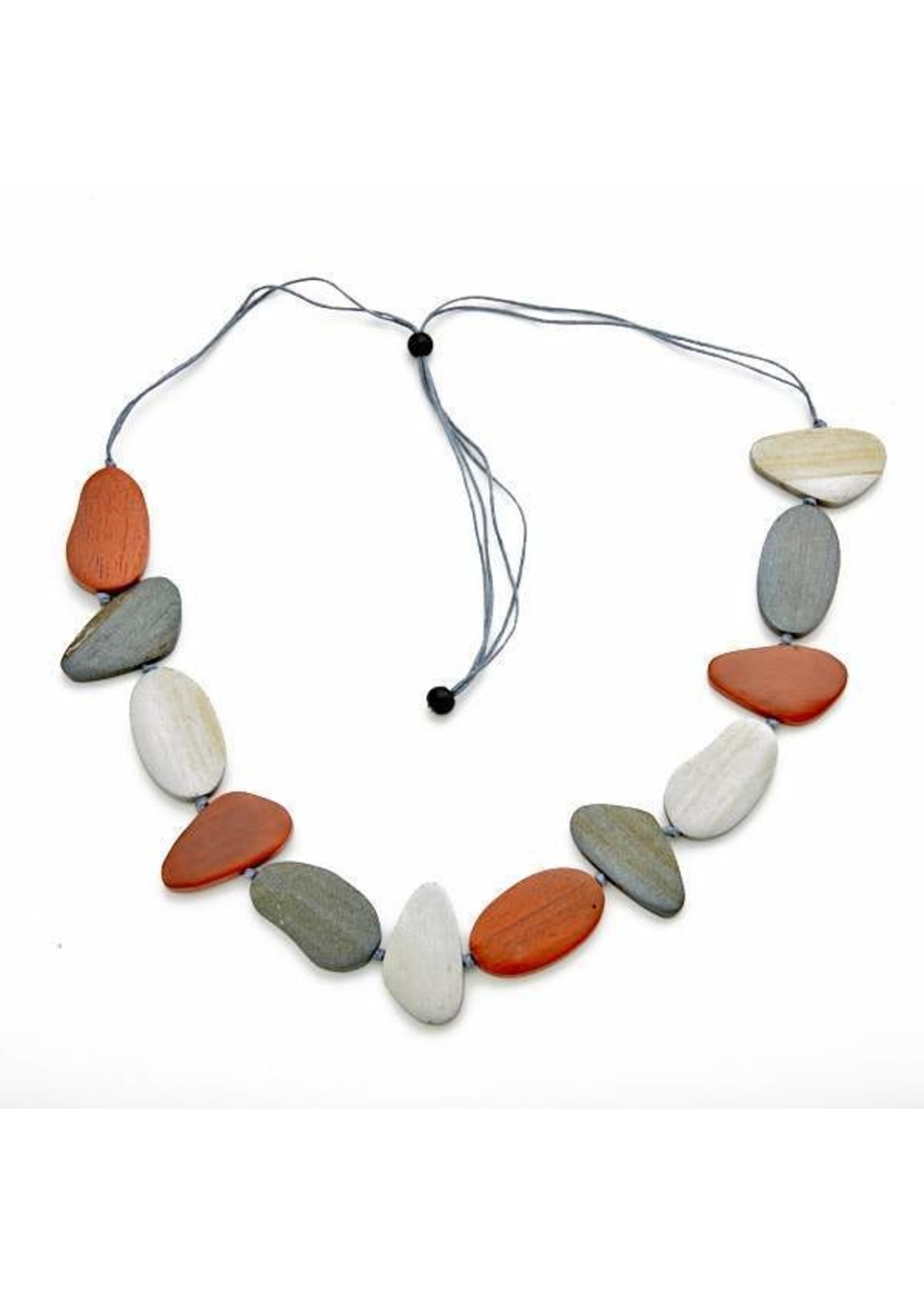 Tinted Wooden Pebble Necklace | Suzie Blue