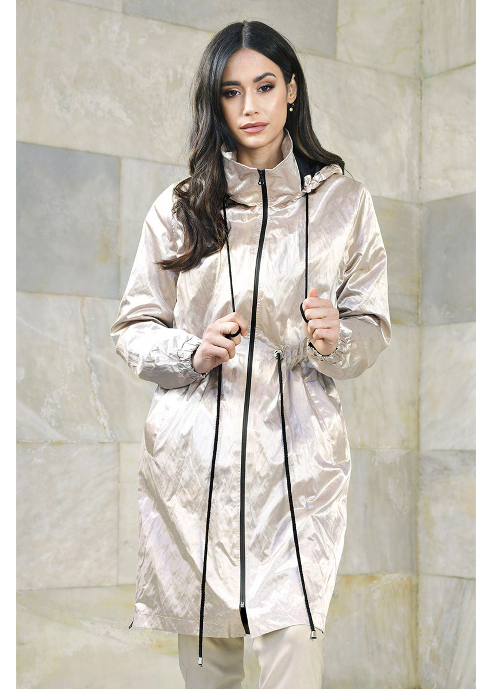 Vitesi Long Trench Coat Draw String Waist