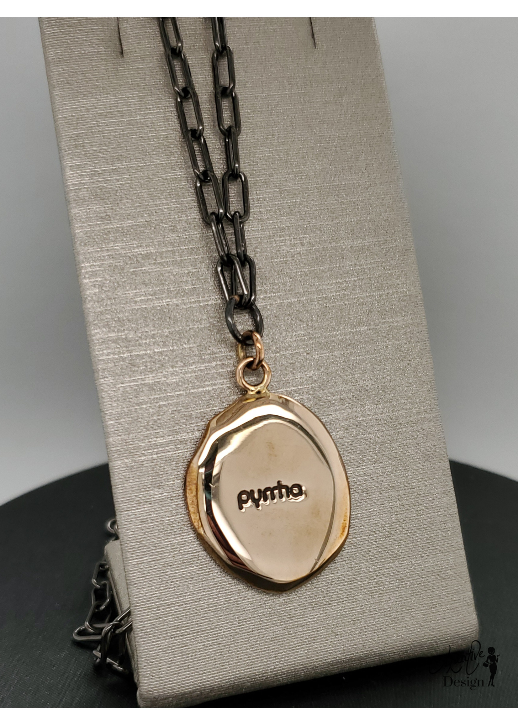 Pyrrha Fire Within Pyrrha Necklace Black Large 18" Paperclip Chain Necklace, Bronze