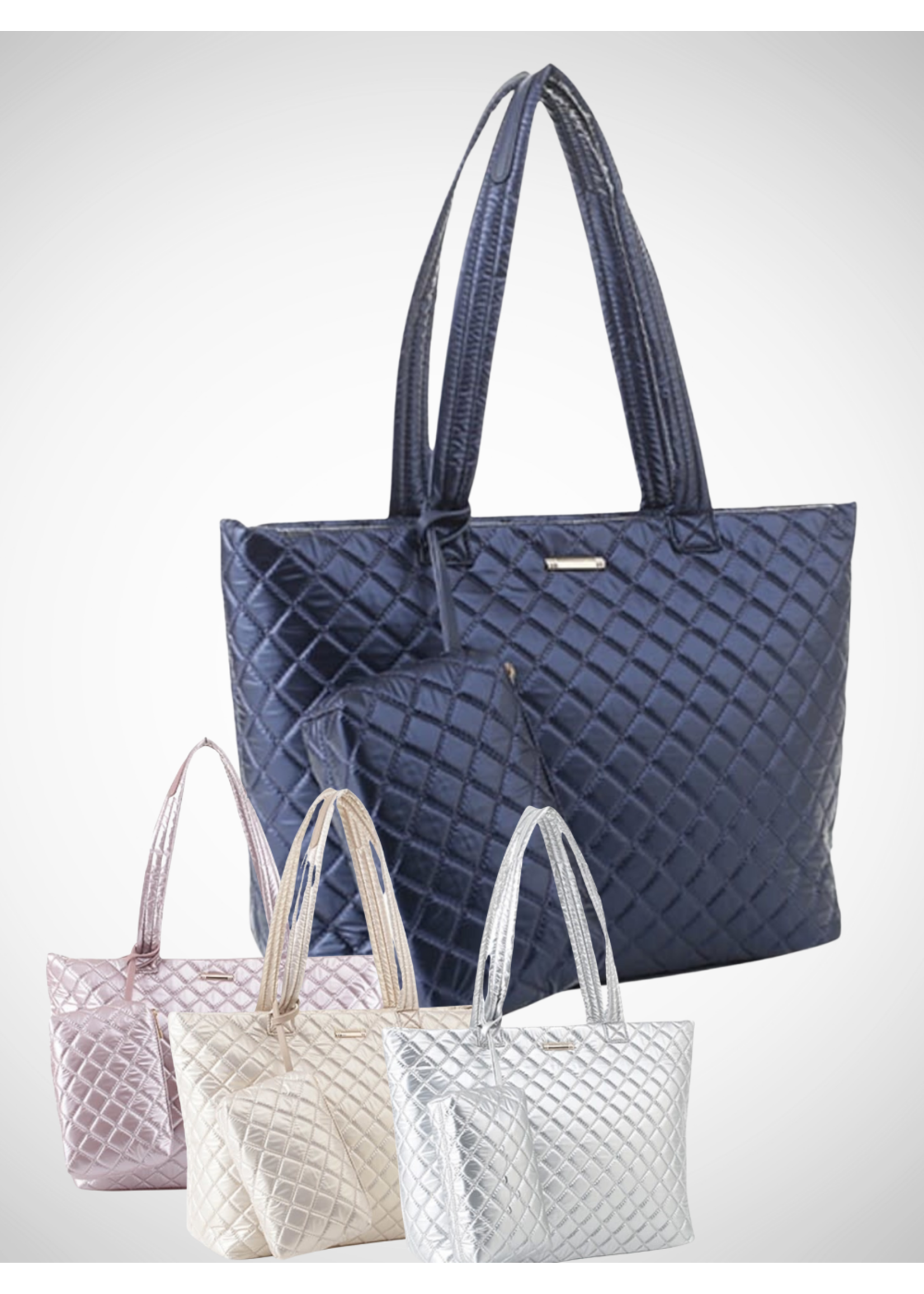 Shimmer Quilted Tote 2pc Set