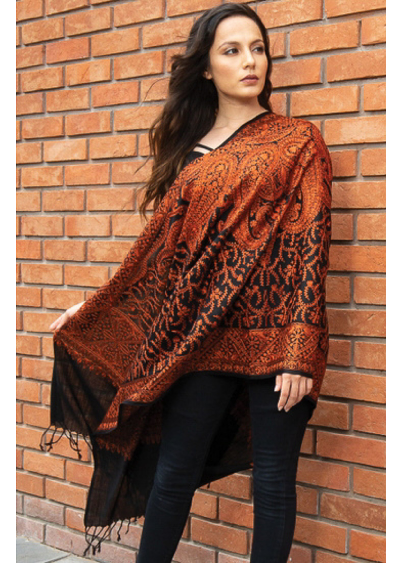 Sanika Embroidered Wool Shawl – Pure Art Boutique