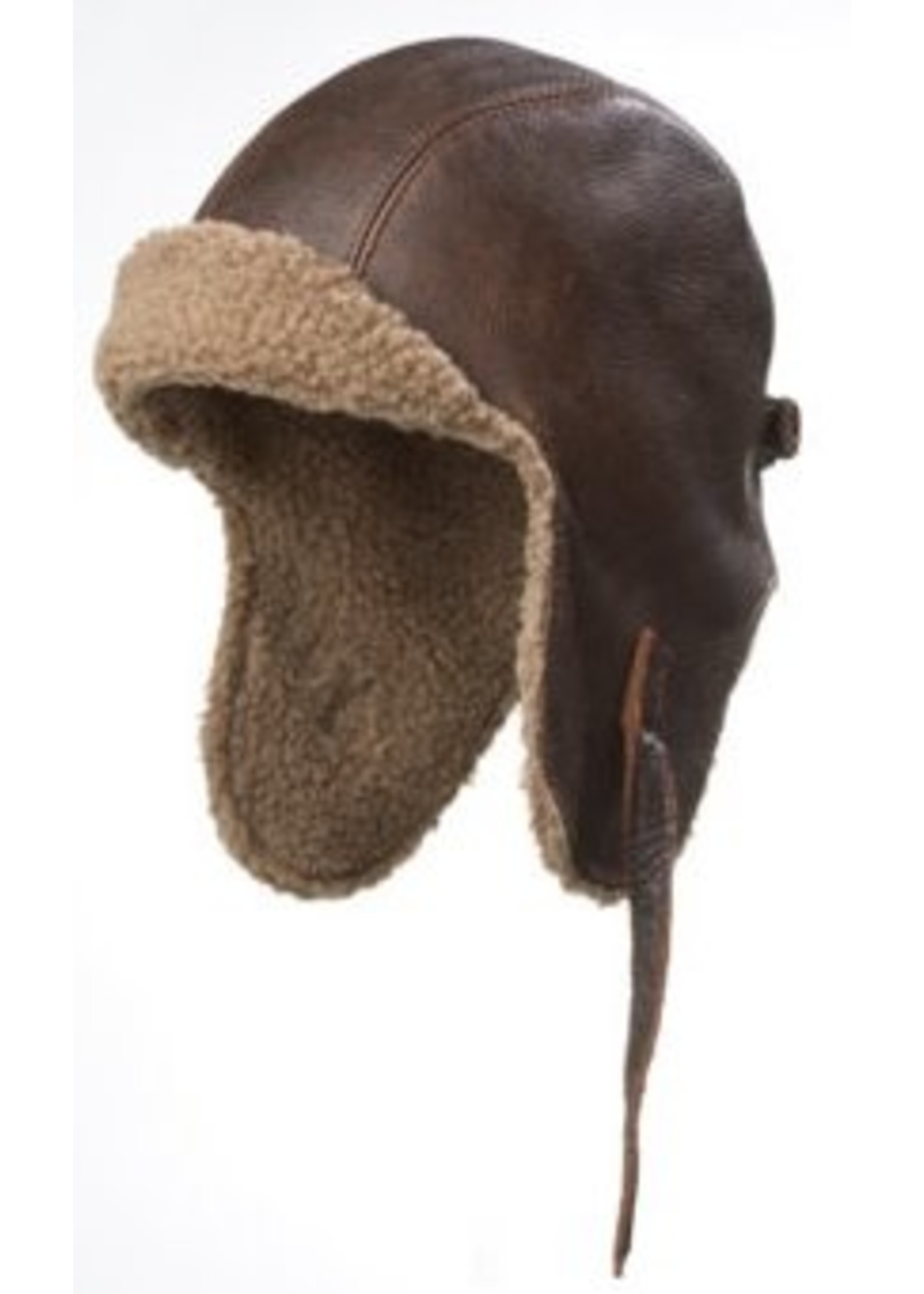Vintage Leather Aviator Cap with Sherpa Trim