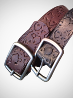 Embossed Floral Leather Belt. 40mm