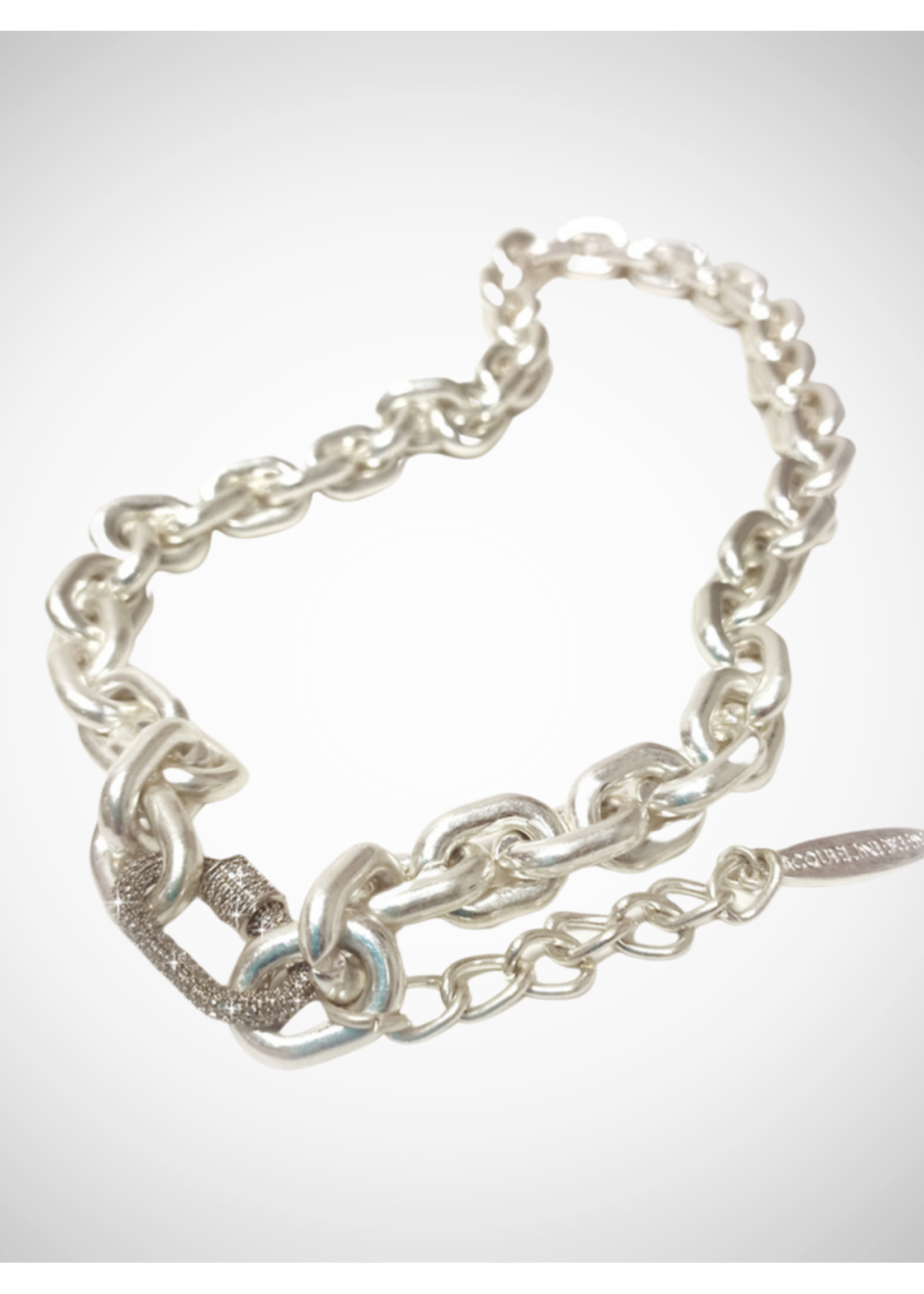 Jacqueline Kent Necklace "Diamond" Link Chain Silver | JK