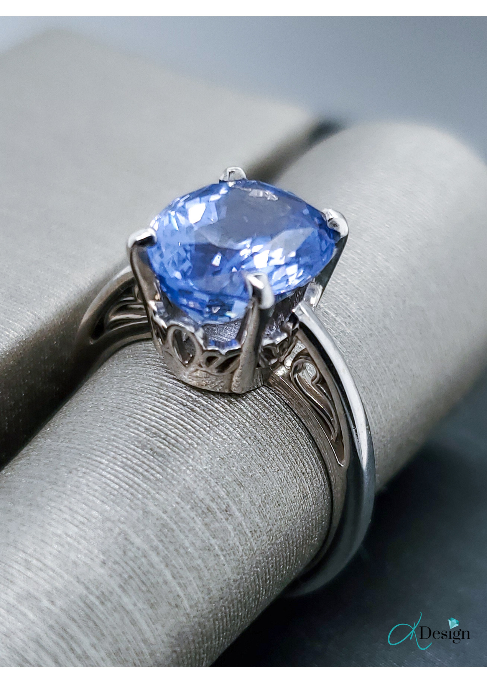 Vintage Vintage Cornflower Sapphire 14k WG 5.21ctw Sz 6.25