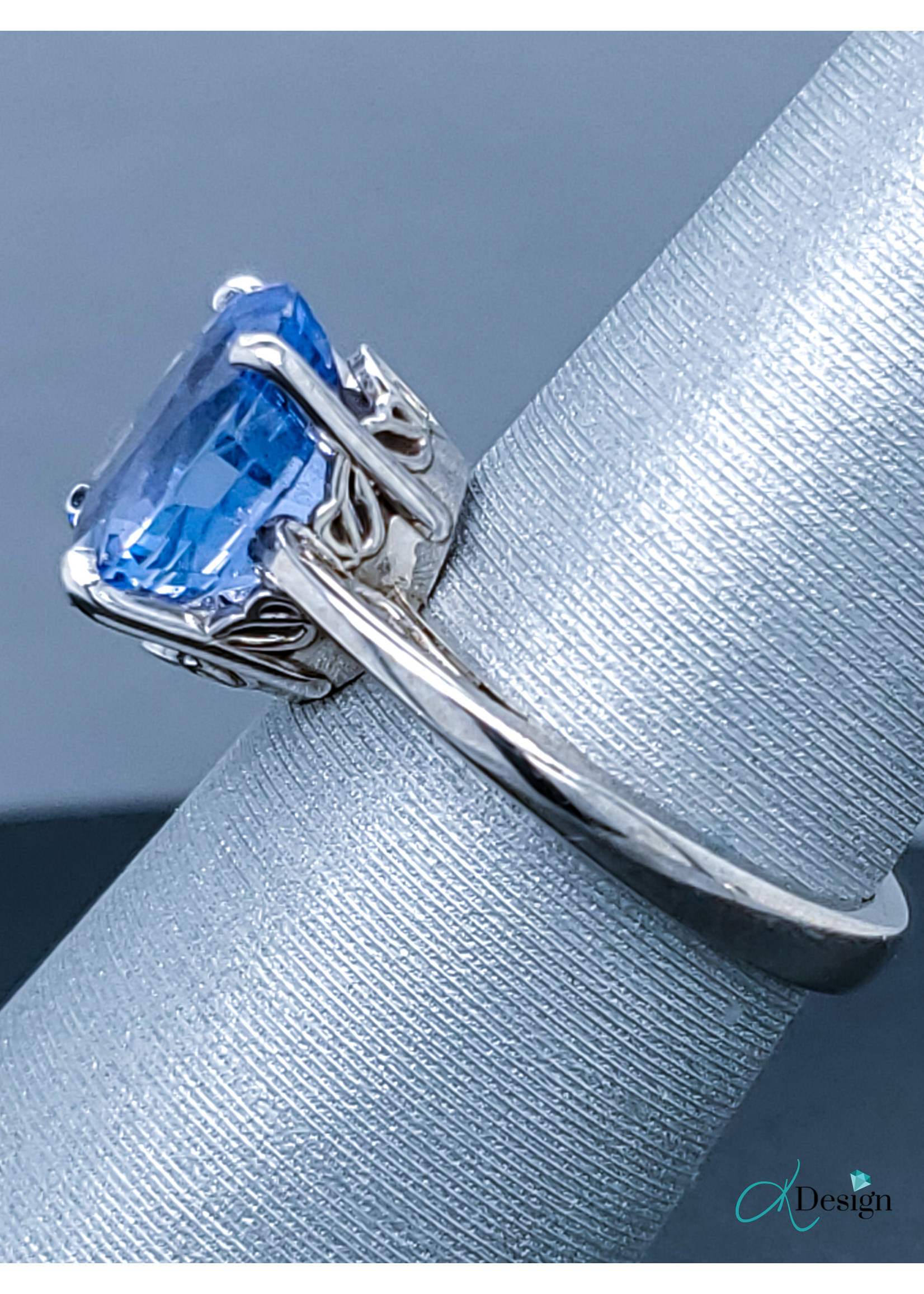 Vintage Vintage Cornflower Sapphire 14k WG 5.21ctw Sz 6.25